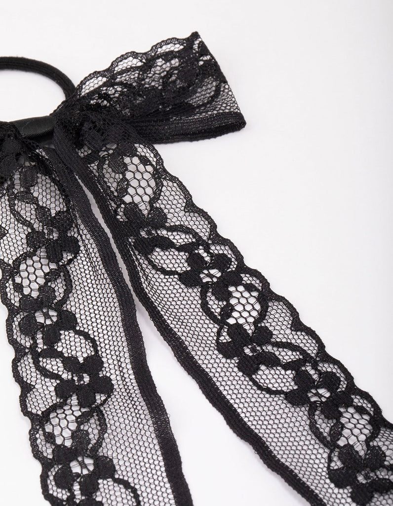Black Lace Bow Hair Tie - Lovisa