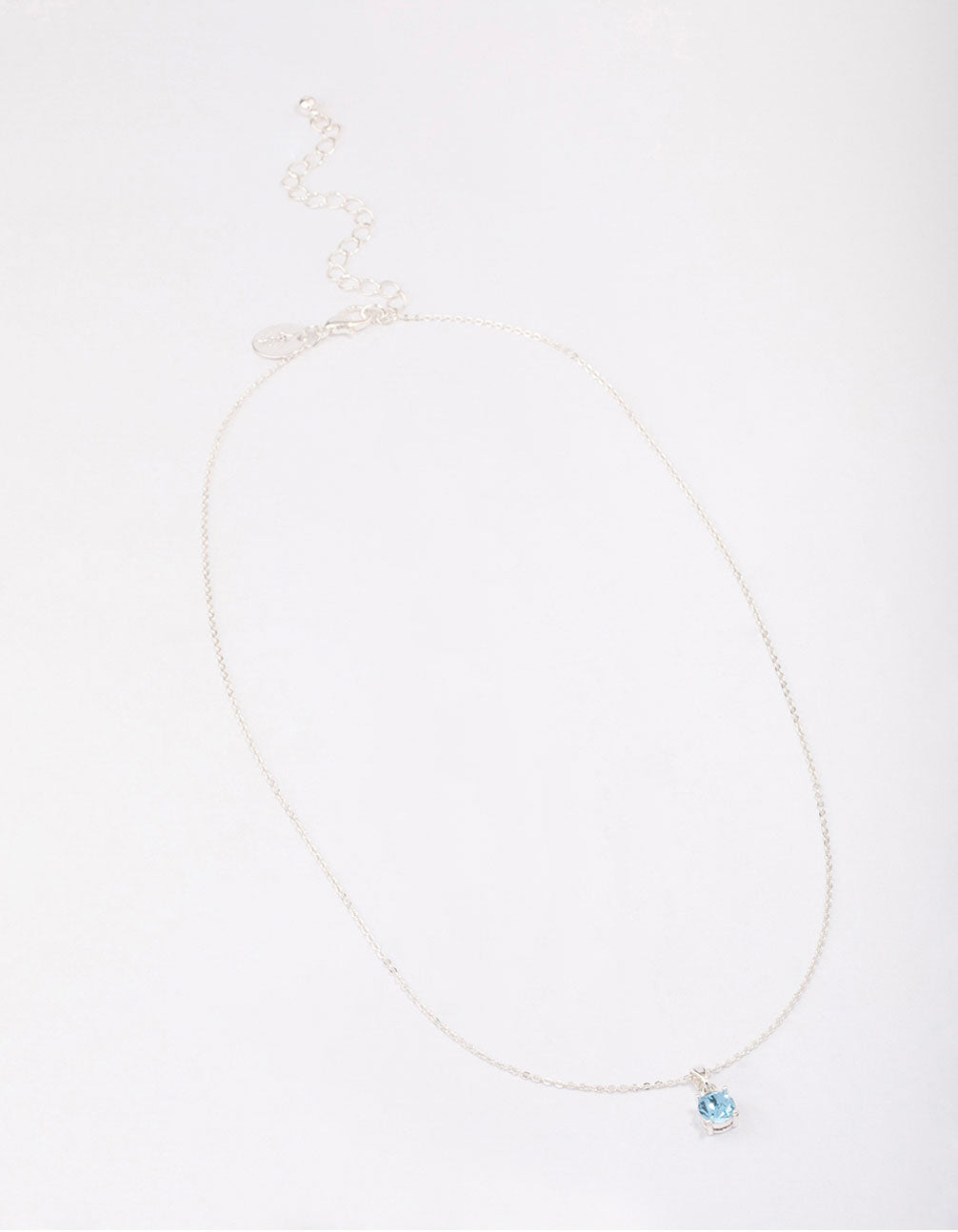 Silver Blue Crystal Solitaire Pendant Necklace