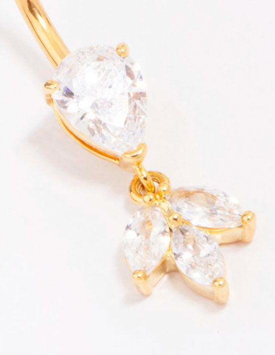 Gold Plated Titanium Cubic Zirconia Marquise Belly Piercing Lovisa