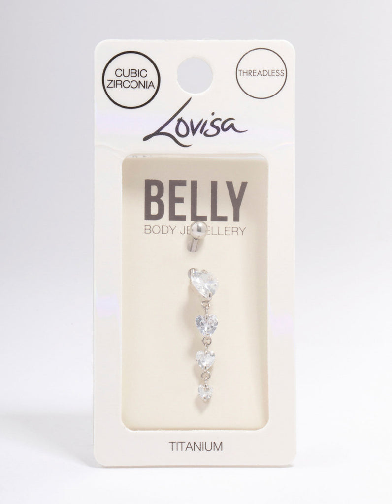 Titanium Cubic Zirconia Heart Belly Piercing Lovisa
