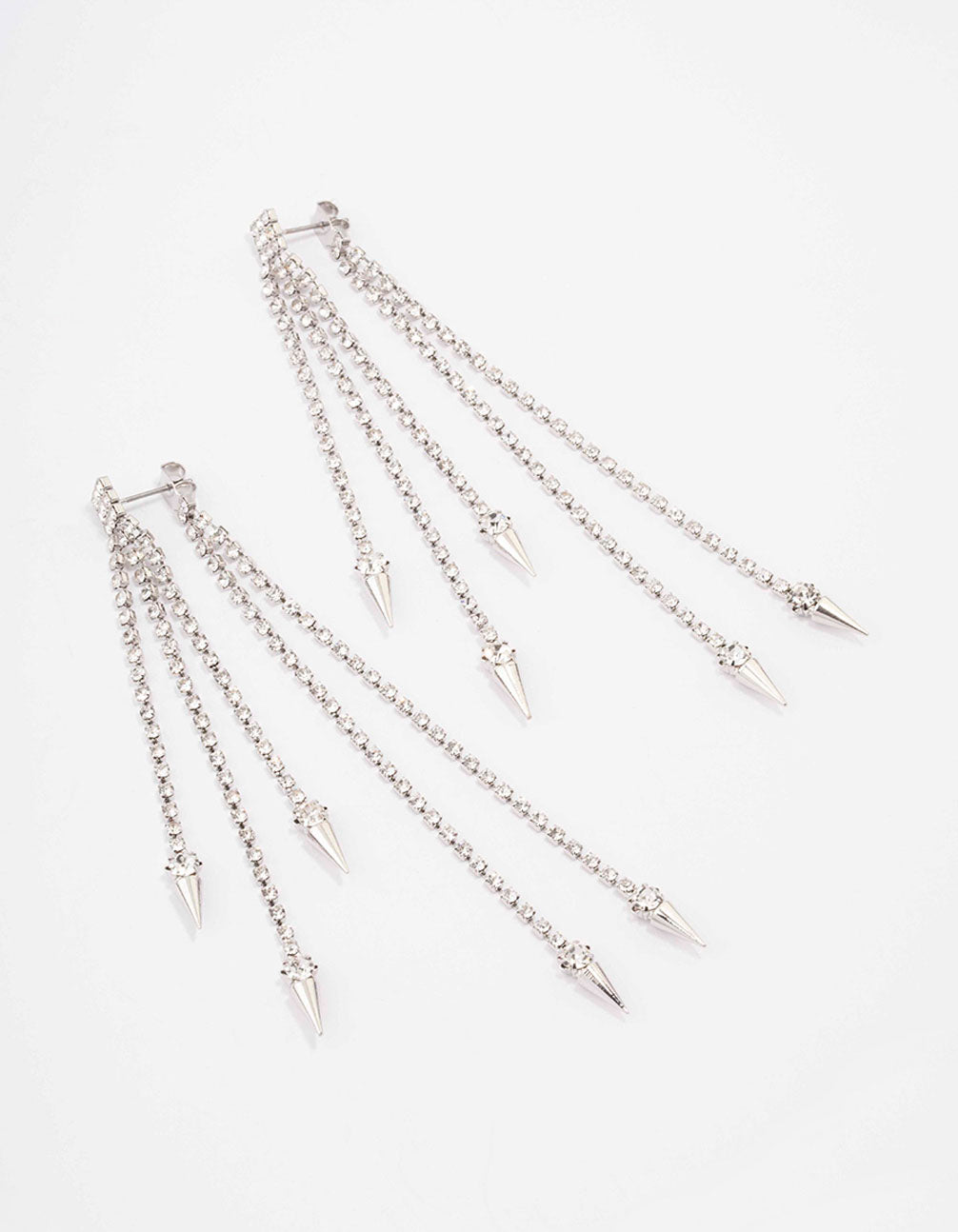 Silver Tassel Cup Chain Drop Earrings