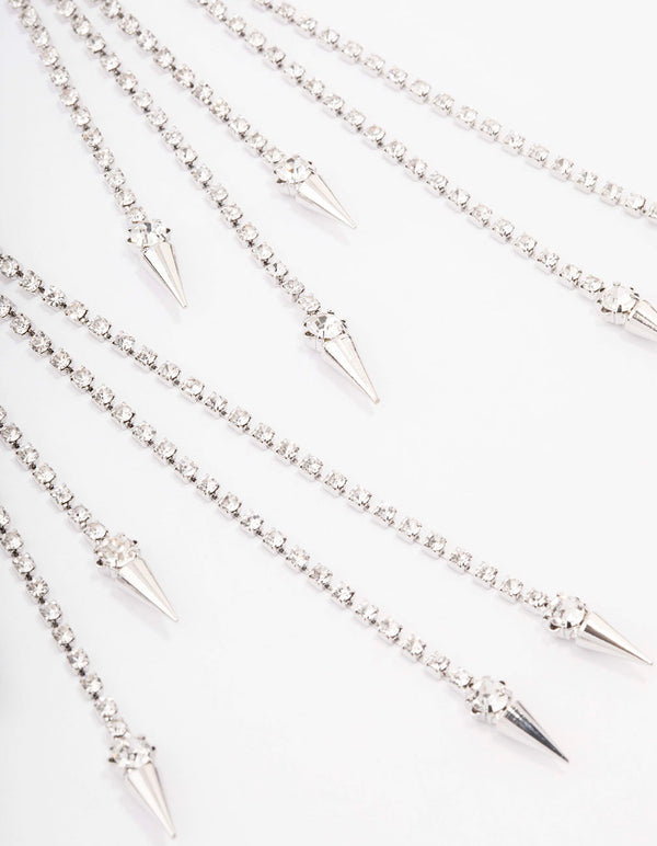 Silver Tassel Cup Chain Drop Earrings