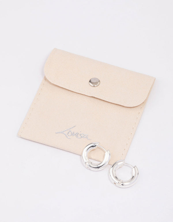 Silver Plain Clicker Hoop Earrings