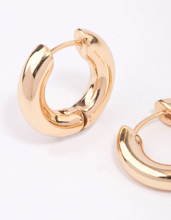 Gold Plain Clicker Hoop Earrings