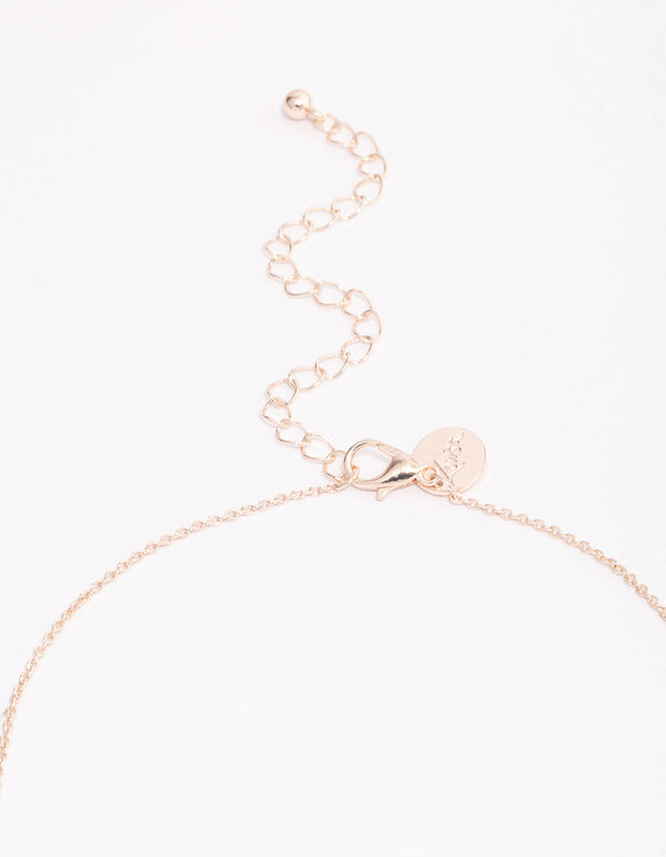 Rose Gold Floating Cubic Zirconia Droplet Necklace & Earring Set