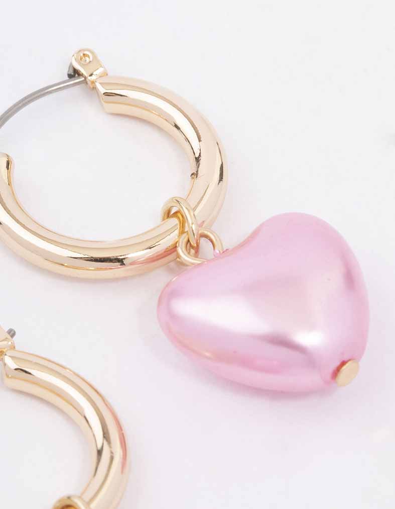 LOVE DIAMOND PINK GOLD HOOP EARRINGS