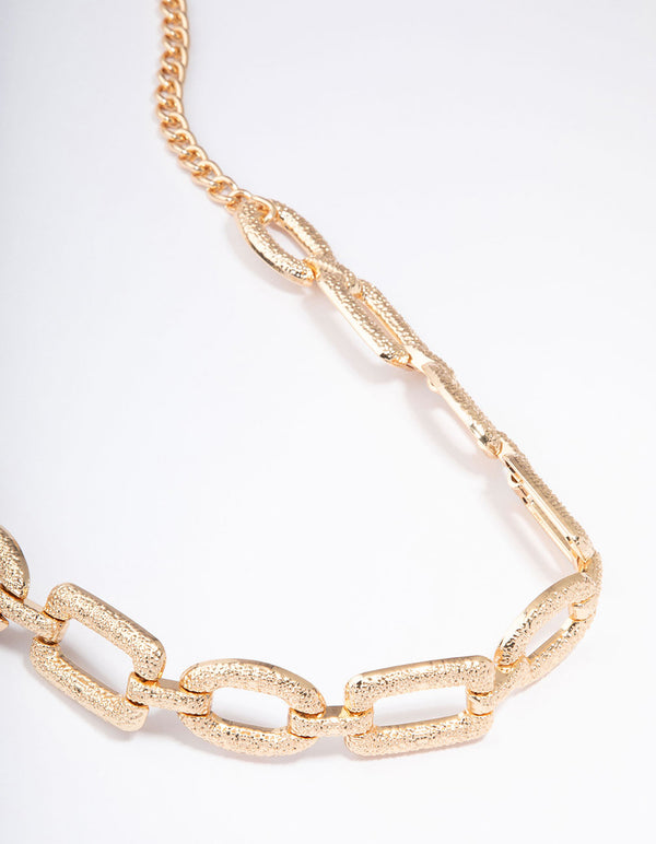 Gold Oval & Rectangle Link Chain Belt