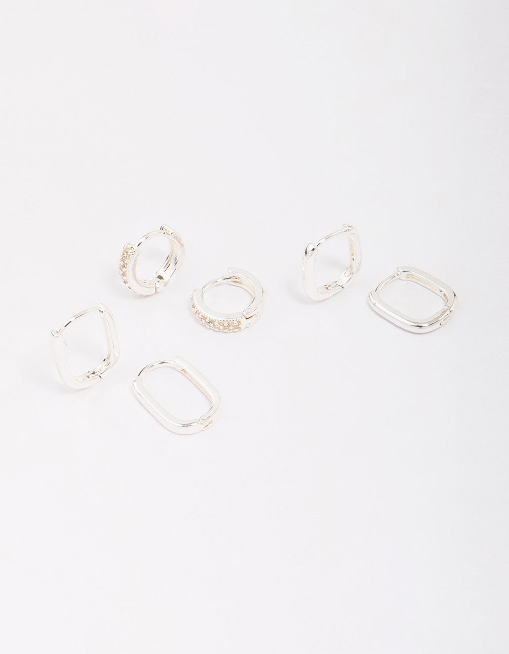 Silver Plated Brass Clean Pave Earring 3-Pack