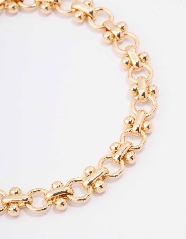 Gold Plated Brass Interlocking Chain Bracelet