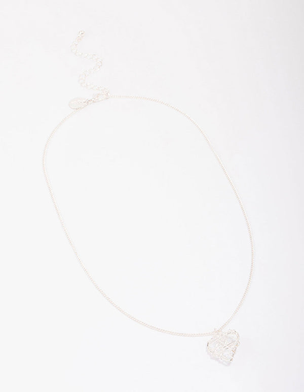 Silver Wrapped Heart Pendant Necklace