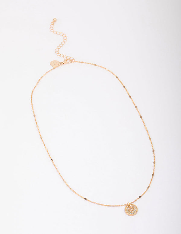 Gold Cross Medallion Pendant Necklace