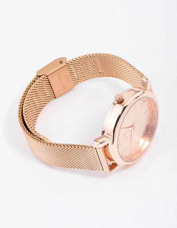 Rose Gold Large Mesh Watch