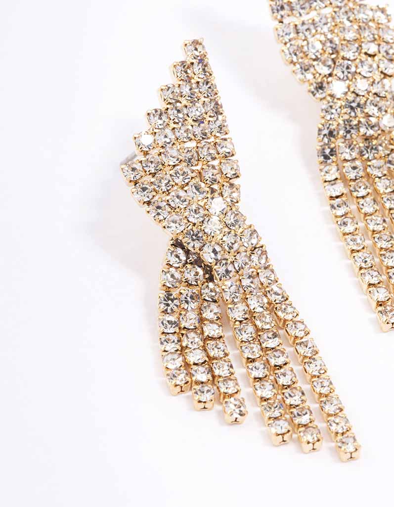 Gold Twisted Cup Chain Drop Earrings