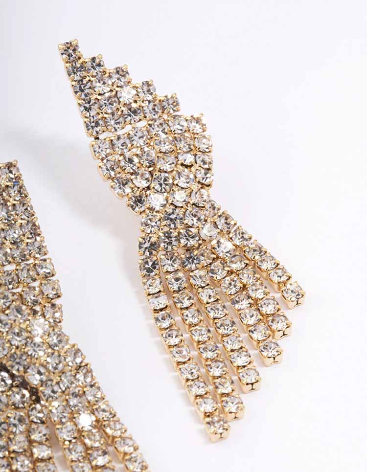 Gold Twisted Cup Chain Drop Earrings