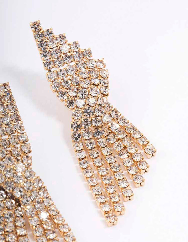 Gold Twisted Cup Chain Drop Earrings