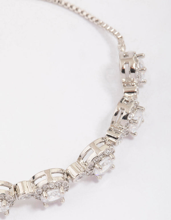 Silver Halo Cubic Zirconia Bracelet