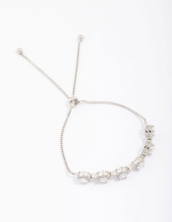 Silver Halo Cubic Zirconia Bracelet