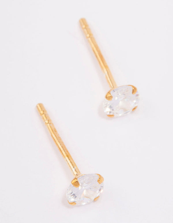 Gold Plated Sterling Silver Cubic Zirconia Srud Earrings