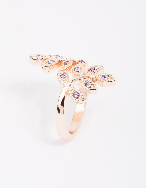 Rose Gold Floral Leaf Wrap Ring