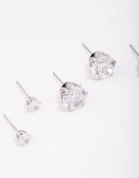 Stainless Steel Graduating Cubic Zirconia Earring 3-Pack - link has visual effect only