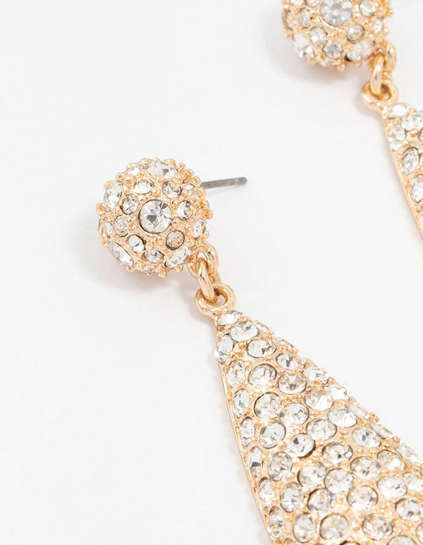 Gold Plated Pave Teardrop Earrings