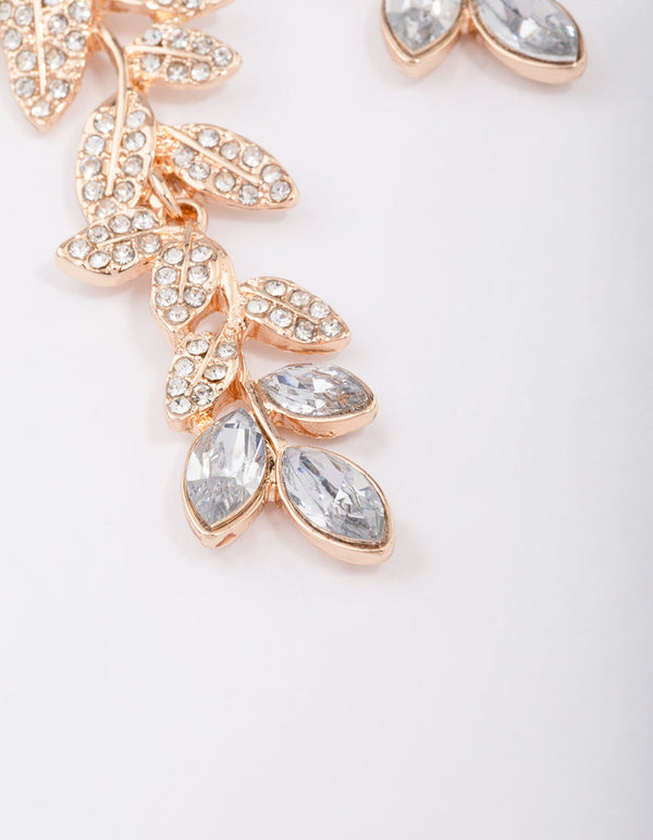 Gold Bling Leaf Drop Earrings