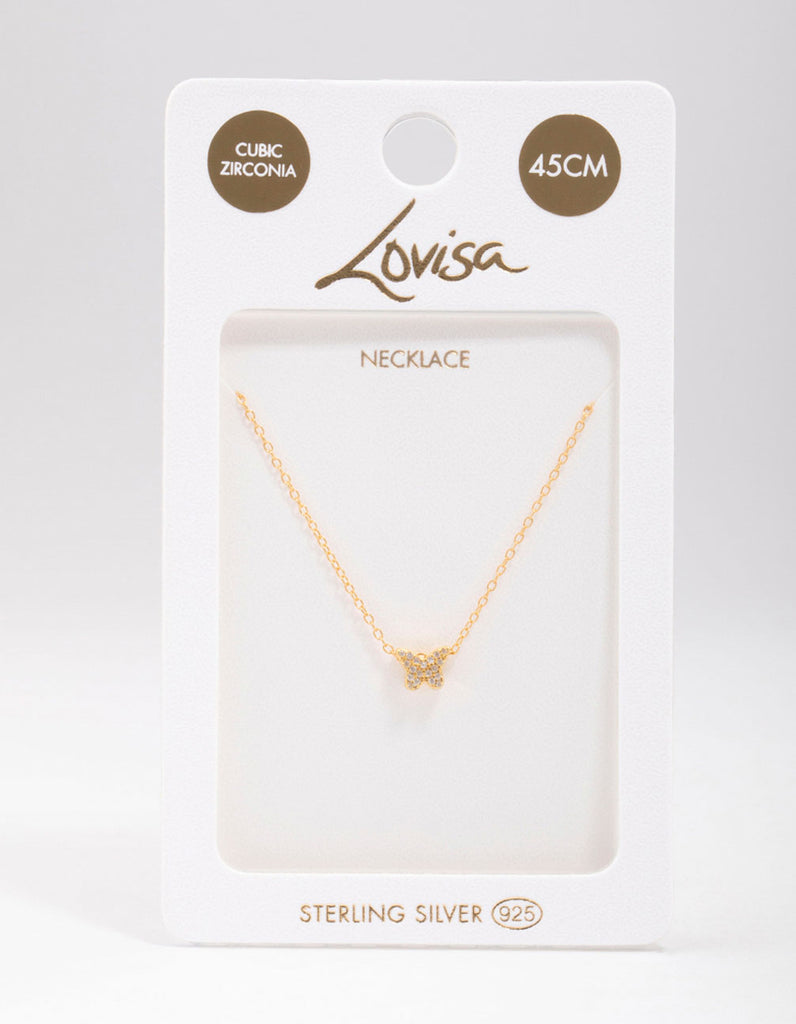 Gold Plated Sterling Silver Butterfly Pendant Necklace Lovisa