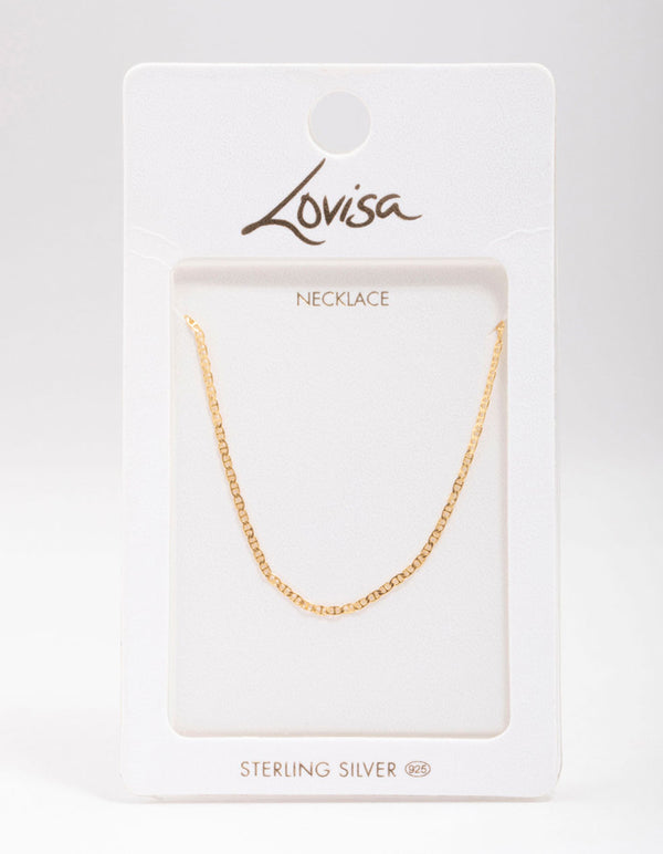 Gold Plated Sterling Silver Long Chain Necklace