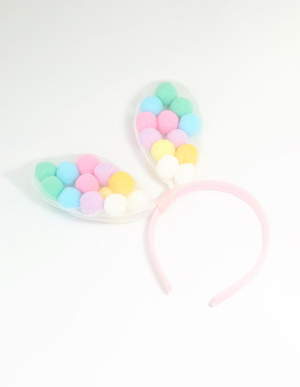 Kids Fabric Pom Pom Bunny Ear Headband