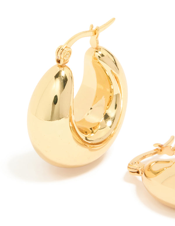 Waterproof Gold Plated Stainless Steel Full Bubble Hoop Earrings