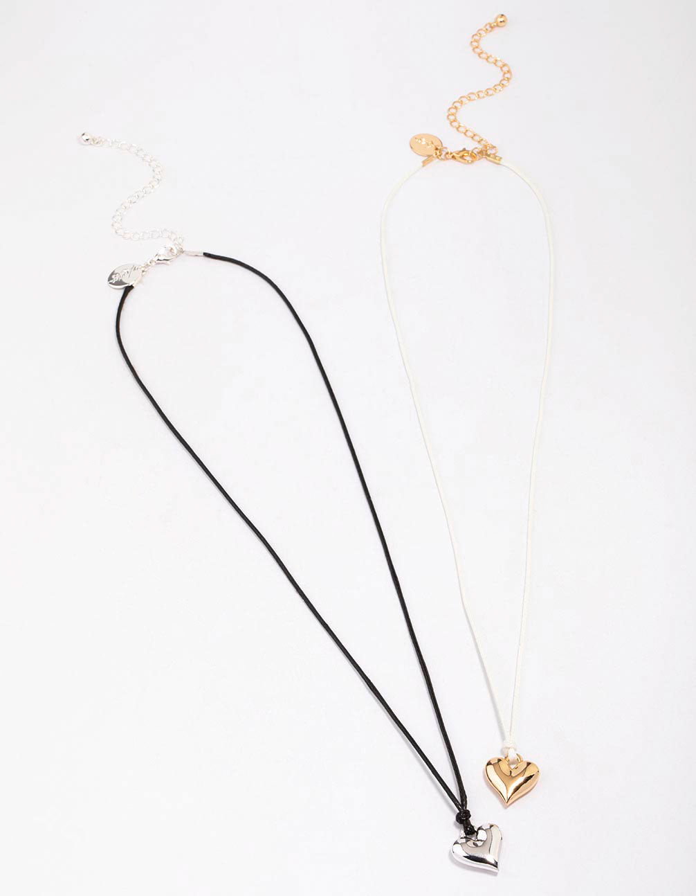 Mixed Metal Heart Cord Necklace Pack