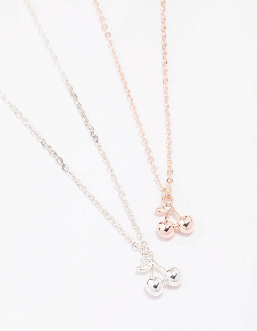 Mixed Metal Cherry Pendant Necklace Pack