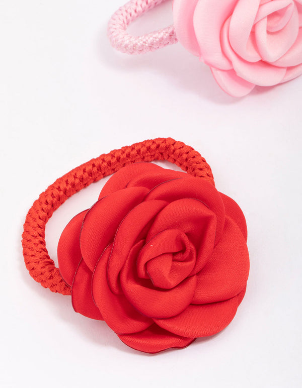 Fabric Petal Flower Hair Elastic Pack