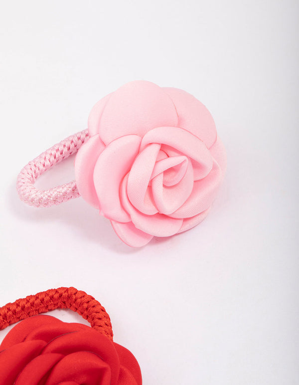 Fabric Petal Flower Hair Elastic Pack