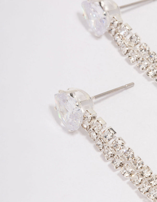 Silver Pear-Shape Cup Chain Drop Earrings