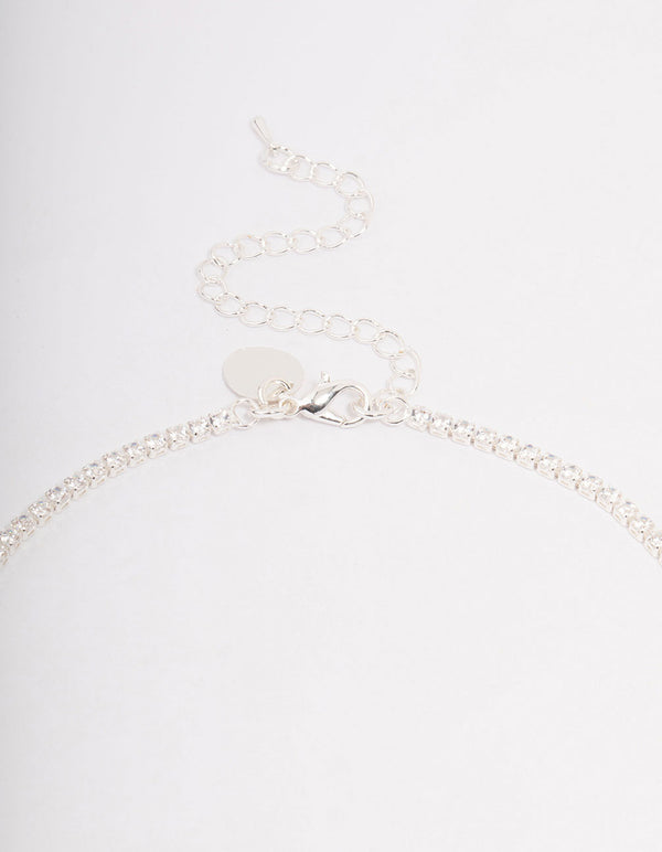 Silver Solitaire Necklace & Earring Jewellery Set