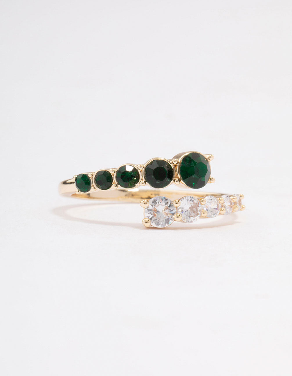 Gold Overlapping Cubic Zirconia Ring