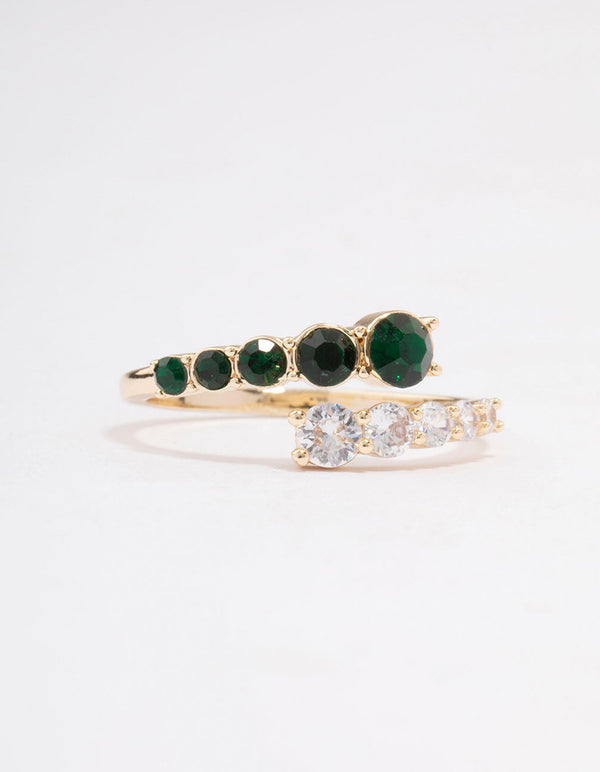 Gold Overlapping Cubic Zirconia Ring