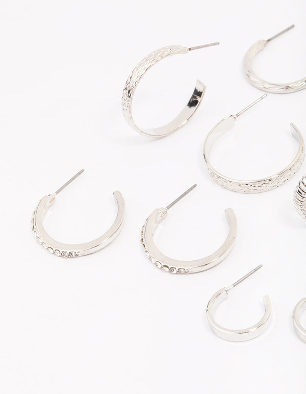 Silver Multi Hoop Earring 6-Pack