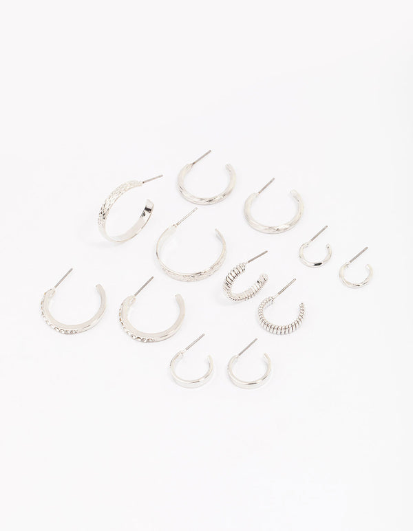 Silver Multi Hoop Earring 6-Pack