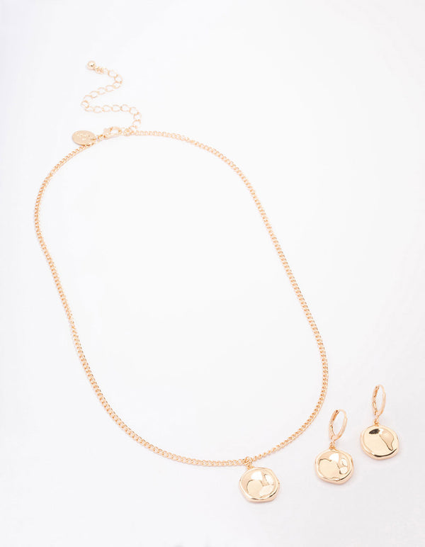 Gold Textured Coin Jewellery Set