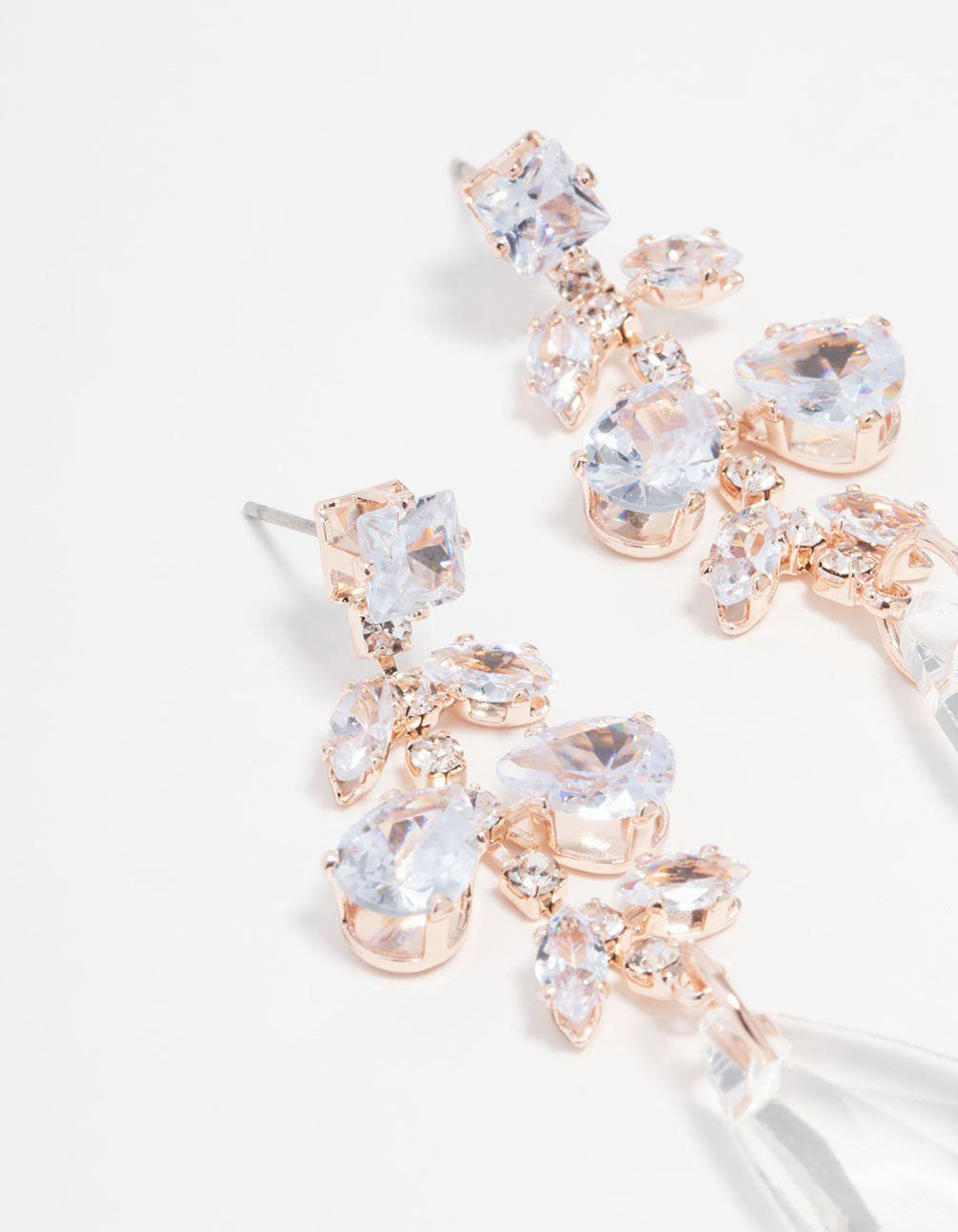 Rose Gold Crystal Drop Earrings