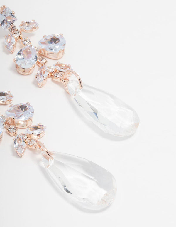 Rose Gold Crystal Drop Earrings
