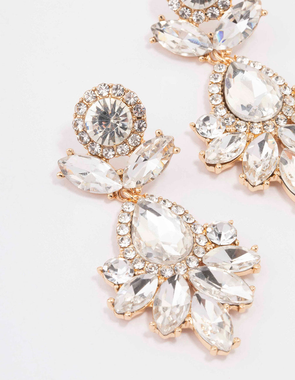 Gold Blossom Bling Drop Earrings