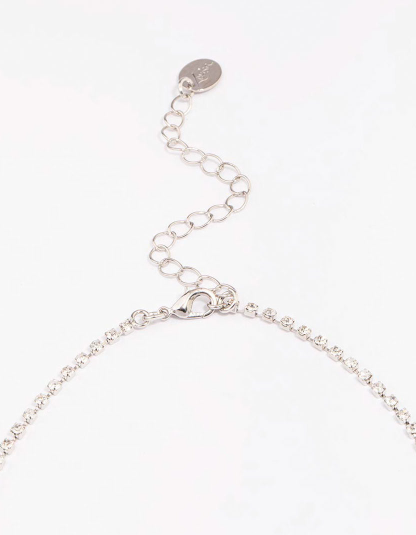 Silver Vintage Diamante Drop Jewellery Set