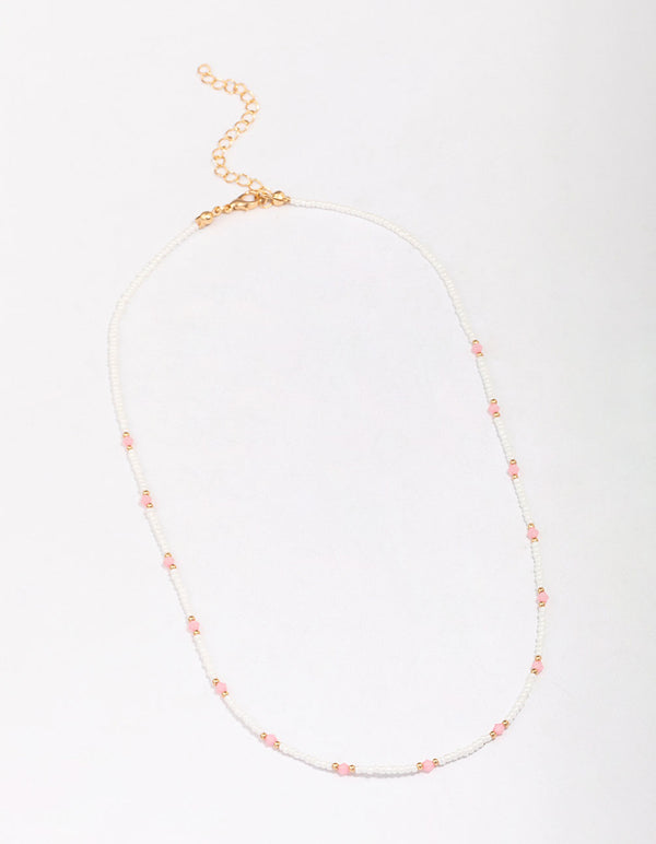 Gold Beaded Facet Chain Necklace