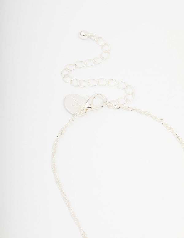 Kids Silver Glitter Crystal Pendant Necklace 2-Pack