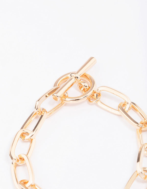 Gold Oval Link T&O Chain Bracelet