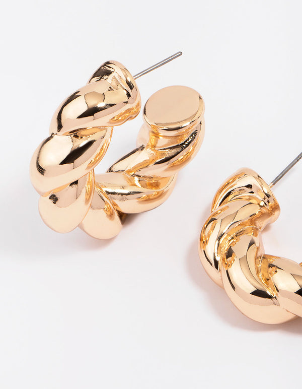 Gold Chunky Twisted Hoop Earrings