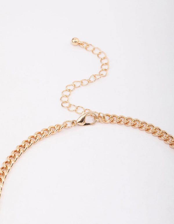 Gold Textured Flower Statement Necklace